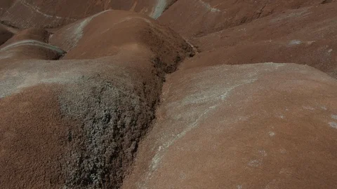 Medium Shot Intersecting Badlands Crevasses, Mid Day Stock Footage 92623189