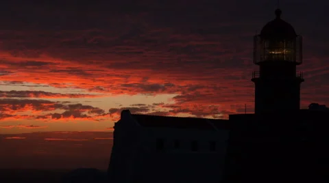 Medium shot lighthouse at sunset in Portugal HD 스톡 동영상 58635853