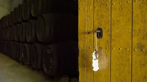 Medium Shot, Lockdown, 10 Seconds Or Greater, Door, Indoors, Day, Open, Wine Stock Footage 94023790