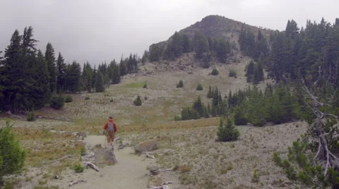 Medium shot of lone hiker Stock Footage 59308481