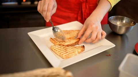 Medium shot making sweet toast Stock Footage 65287534