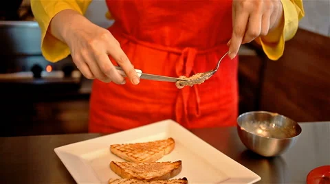 Medium shot making sweet toast Stock Footage 65287573