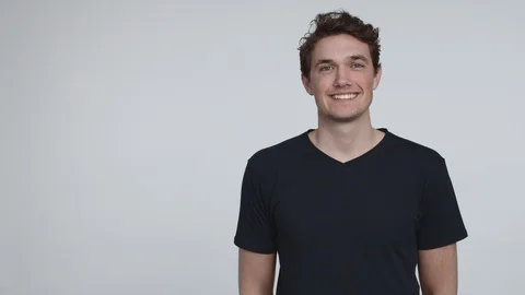 Medium Shot of a Male Model Pointing Up Stock Footage 116650665