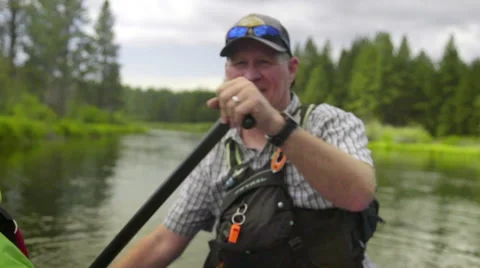 Medium shot of man rowing Stock Footage 59665298