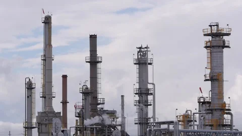 Medium shot oil refinery Stock Footage 87300745