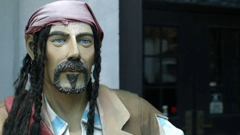A Medium Shot of a Pirate Face Wax Manikin 库存影片 79606565
