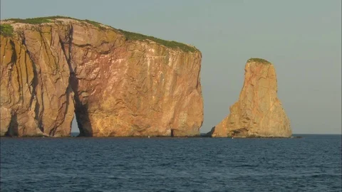 Medium shot of Rocher Perce Stock Footage 82148186