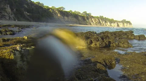 Medium shot of rocky beach shallows 스톡 동영상 37993509