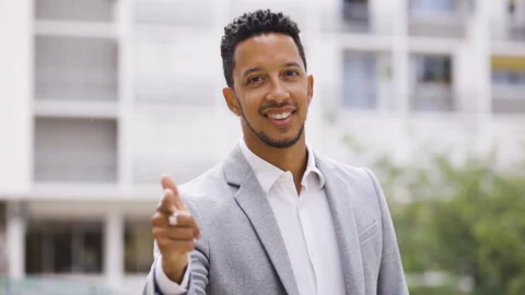 Medium shot side view of amused young female entrepreneur holding digital tablet Stock Footage 278011497