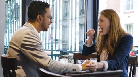 Medium shot side view of amused young female entrepreneur holding digital tablet Stock Footage 278012209