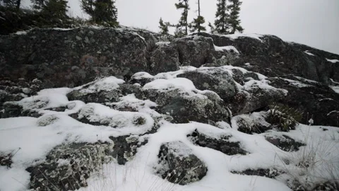 Medium shot of snow covered landscape, Northwest-Territories, Canada Stock Footage 244646696