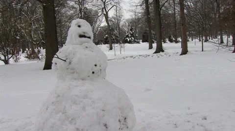 Medium Shot of Snowman Stock Footage 22633235
