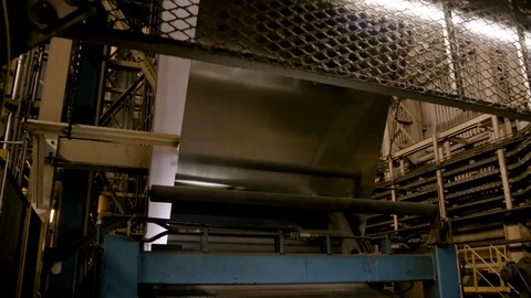 Medium Shot of Steel Sheet machine - Modern Factory - Tilt Down Stock Footage 89944483