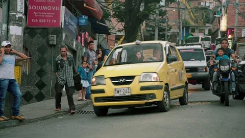 Medium shot in the streets of Comuna 13, a slum in Medellin, Colombia Stock Footage 105029012