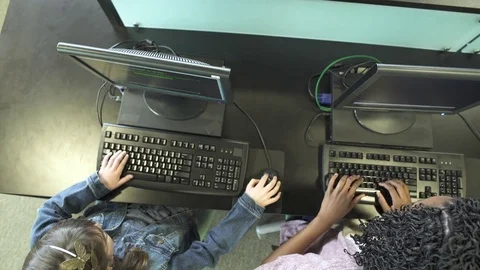 Medium shot of students using computers Stock-Footage 76229702