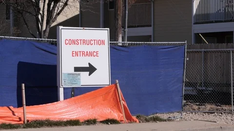 Medium Shot, Tilt Down, Construction Sign Stock Footage 86903355
