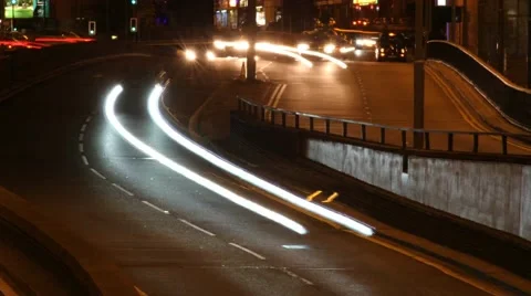 Medium shot of traffic speeding through Queensway tunnels in Birmingham. 库存影片 64709599
