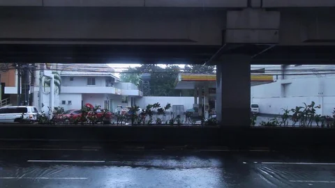 Medium Shot of Typhoon and Flyover in Manila, Philippines Stock Footage 103247637