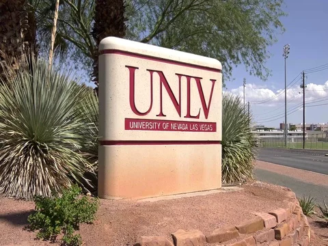 Medium shot of UNLV welcome sign Stock Footage