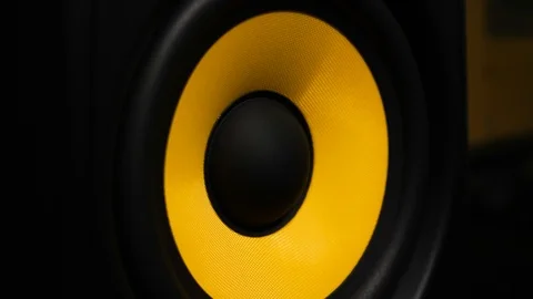 Medium Shot of Vibrating Sub-woofer Playing Bass &amp; Low Frequencies at High FPS 스톡 동영상 92787372