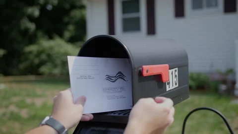 Medium Shot Voting By Mail for Election in Slow Motion Vidéo 139360115