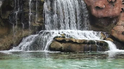 Medium Shot of Waterfall in Slowmotion Stock Footage 8522432