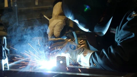 Medium Shot Welding Slide Stock Footage 87125988