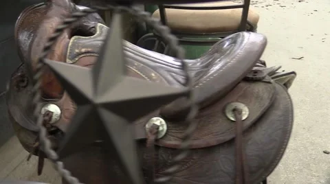 Medium Shot of Western Saddle Stock Footage 50140780