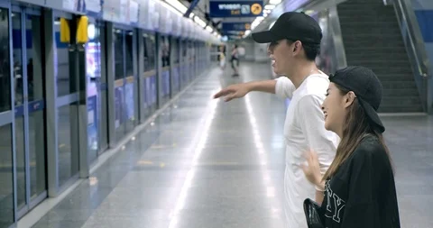 Medium shot of young hipster doing freestyle street dancing in underground Stock Footage 106384554