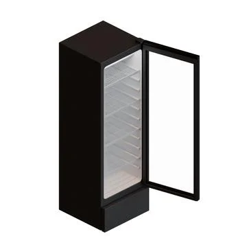 Medium Size Showcase Display Cooler Isometric View Open Door Stock Illustration