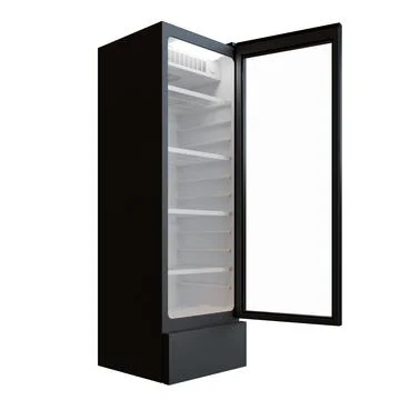Medium Size Showcase Display CoolerSide View Open Door Illustrazione stock