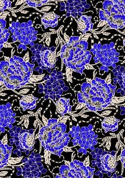 Medium-sized,Semi-stylized,Dense,Floral,Fabric,Patterns Stock Illustration