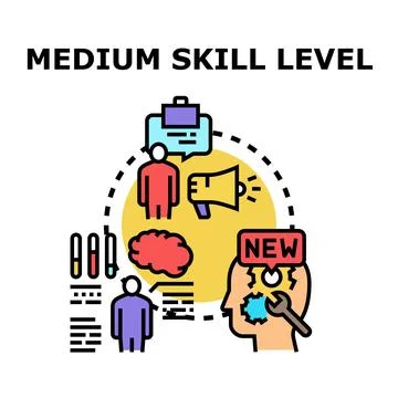 Medium skill level concept illustrating learning process Stock Illustration