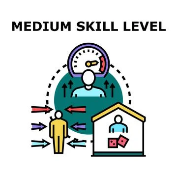 Medium skill level measuring successful development progress Stock Illustration