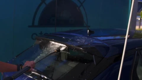 Medium slow motion 120fps footage, of high pressure water gun spraying Stock Footage 280109504