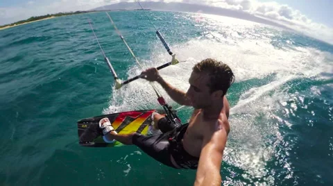 Medium Speed POV Kite Surfing Stock Footage 52554470