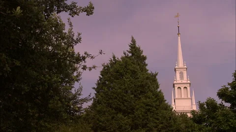 Medium static shot of church steeple Stock Footage 53338428