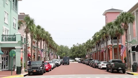 Medium static shot of town center Video stock 245452842