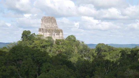 Medium stationary shot of the clouds moving above Templo IV of Tikal, Guatemala Stock-Footage 169208468