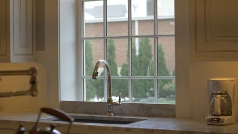 Medium Still Shot of Kitchen Sink and Window Video stock 100899321