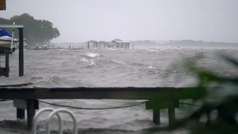 Medium, a stormy sea during Hurricane Michael 2018, Destin, FL, USA Stock Footage 140501042