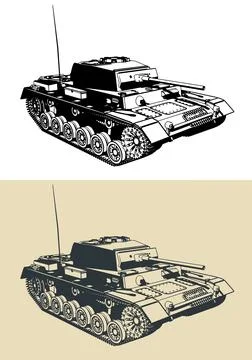 Medium tank from WW II Stock Illustration