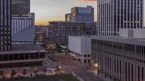 A Medium Tight Shot on a Downtown St. Paul Intersection Timelapse Stock Footage 81143657