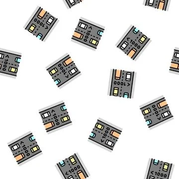 Medium traffic road vector seamless pattern Stock Illustration