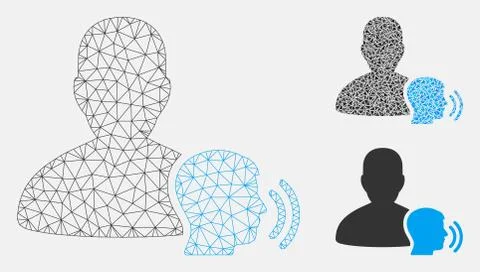 Medium Vector Mesh Wire Frame Model and Triangle Mosaic Icon Stock Illustration