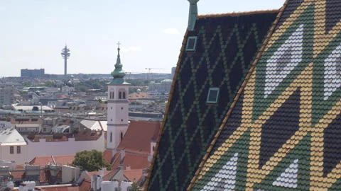 Medium of the Vienna skyline from the North Tower of St Stephen's Cathedral Видео 285101038