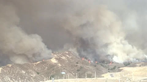 Medium view fire burning near Fair Oaks Ranch area (Sand Fire) Stock Footage 65751116