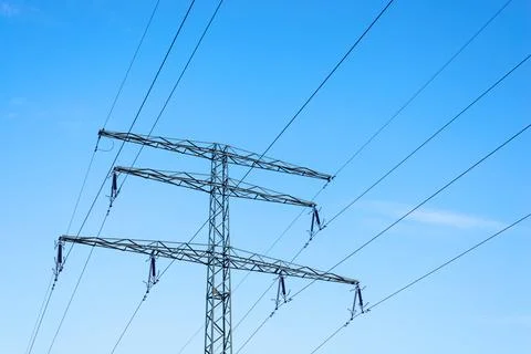 Medium voltag power line pole 2 Stock Photos