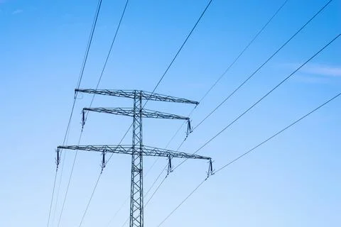 Medium voltag power line pole 3 Stock Photos