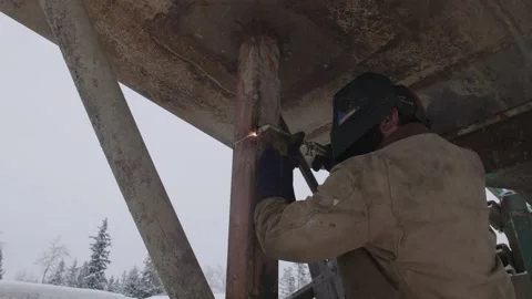 Medium Welder Welding Post Stock Footage 154052984